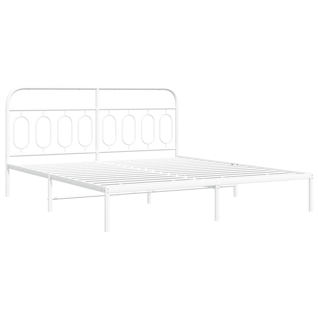 Sengeramme i metall med sengegavl hvit 160x200 cm vidaXL