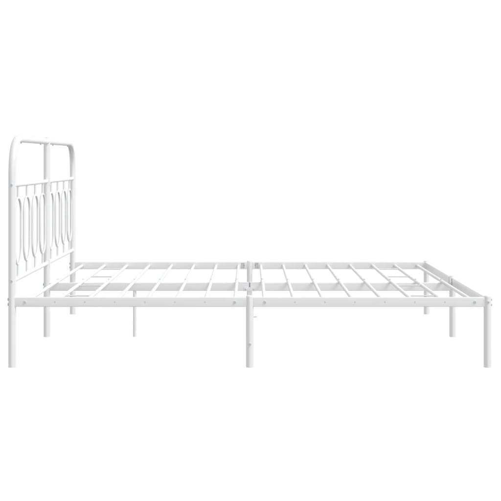 Sengeramme i metall med sengegavl hvit 160x200 cm vidaXL