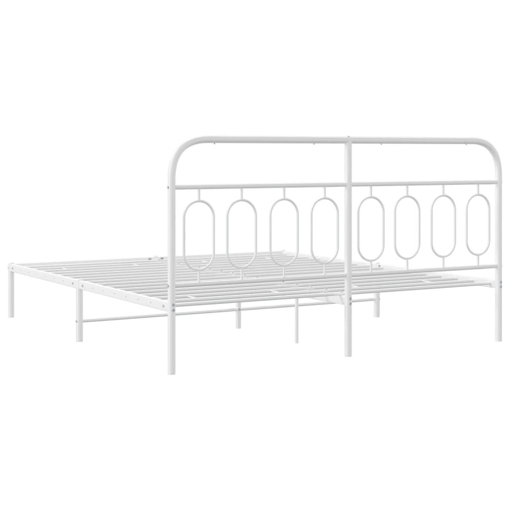 Sengeramme i metall med sengegavl hvit 160x200 cm vidaXL