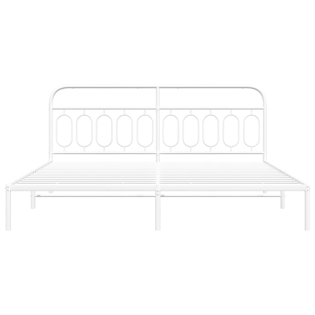 Sengeramme i metall med sengegavl hvit 200x200 cm