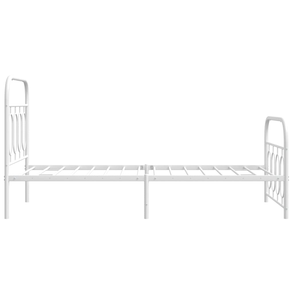 Sengeramme i metall med hode- og fotgavl hvit 90x200 cm vidaXL