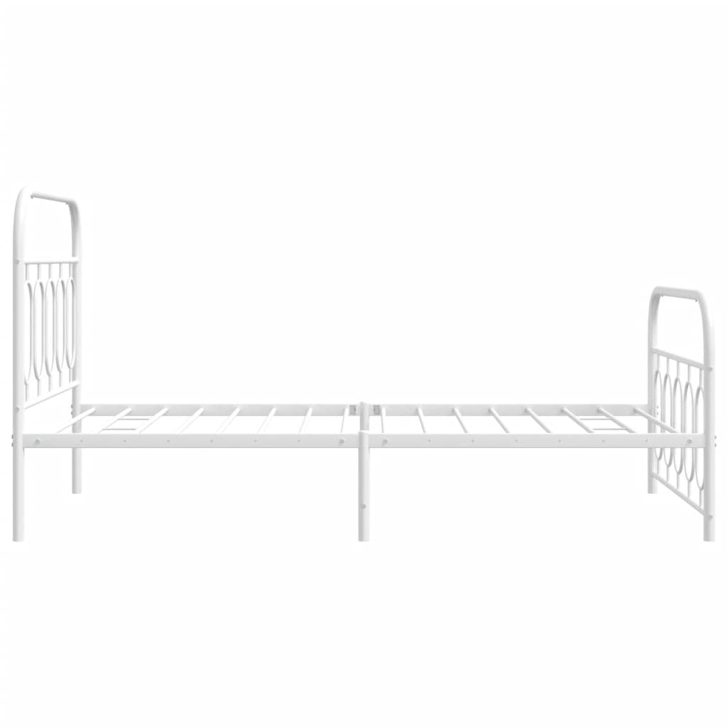 Sengeramme i metall med hode- og fotgavl hvit 100x190 cm