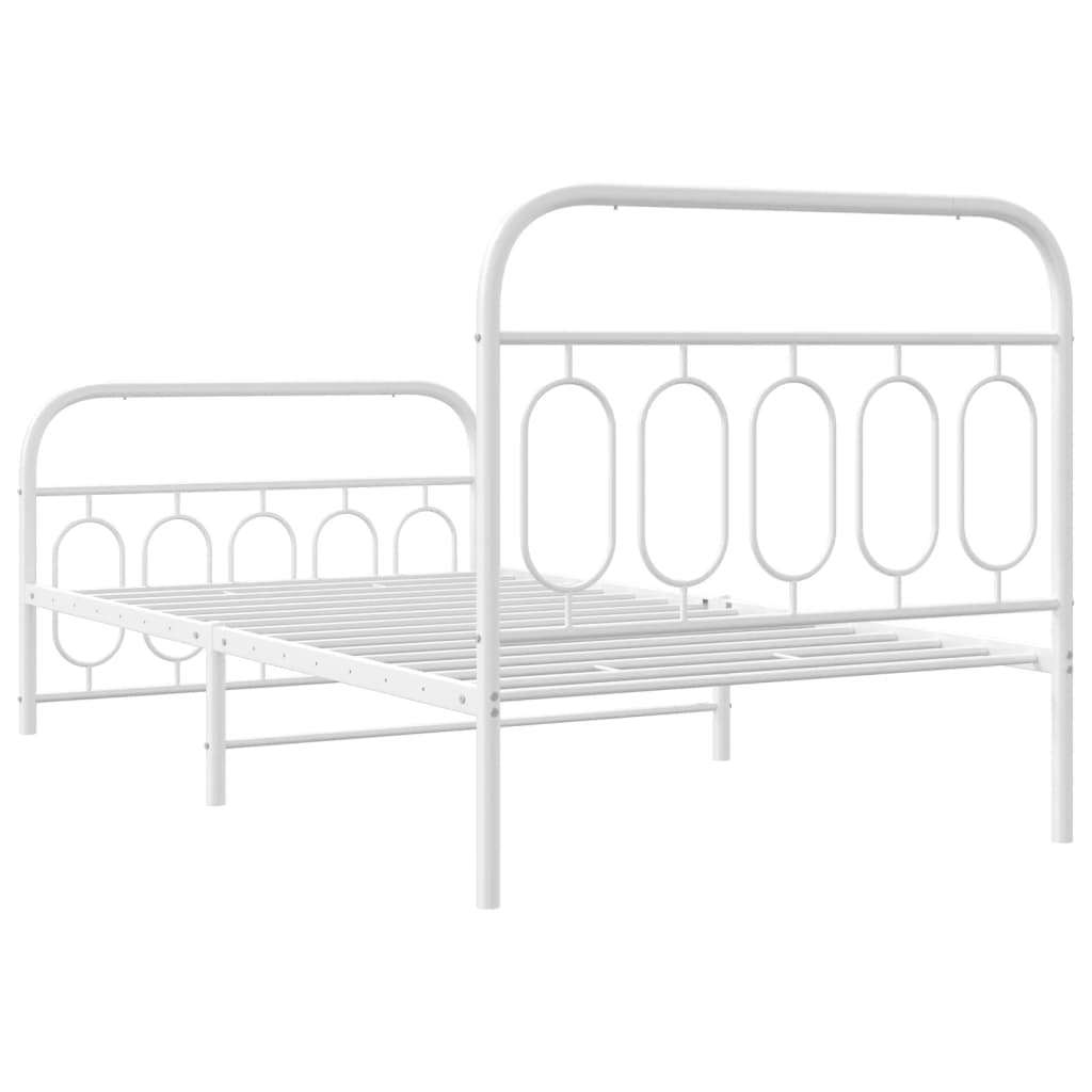Sengeramme i metall med hode- og fotgavl hvit 100x190 cm