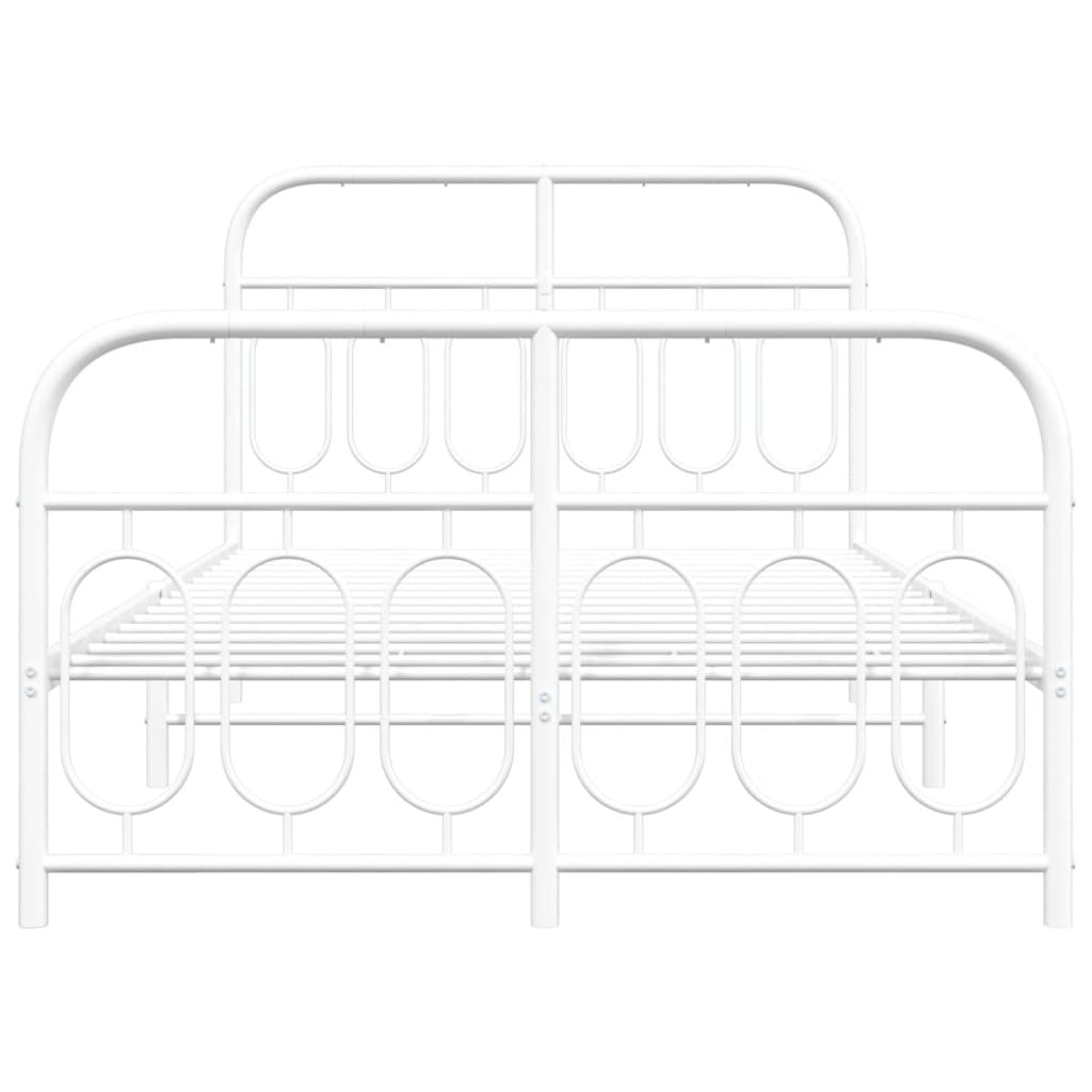 Sengeramme i metall med hode- og fotgavl hvit 120x190 cm