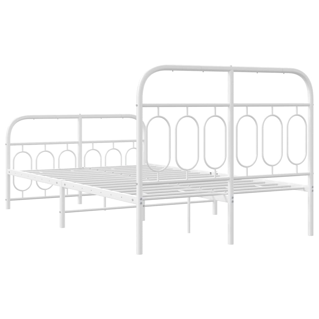 Sengeramme i metall med hode- og fotgavl hvit 120x190 cm