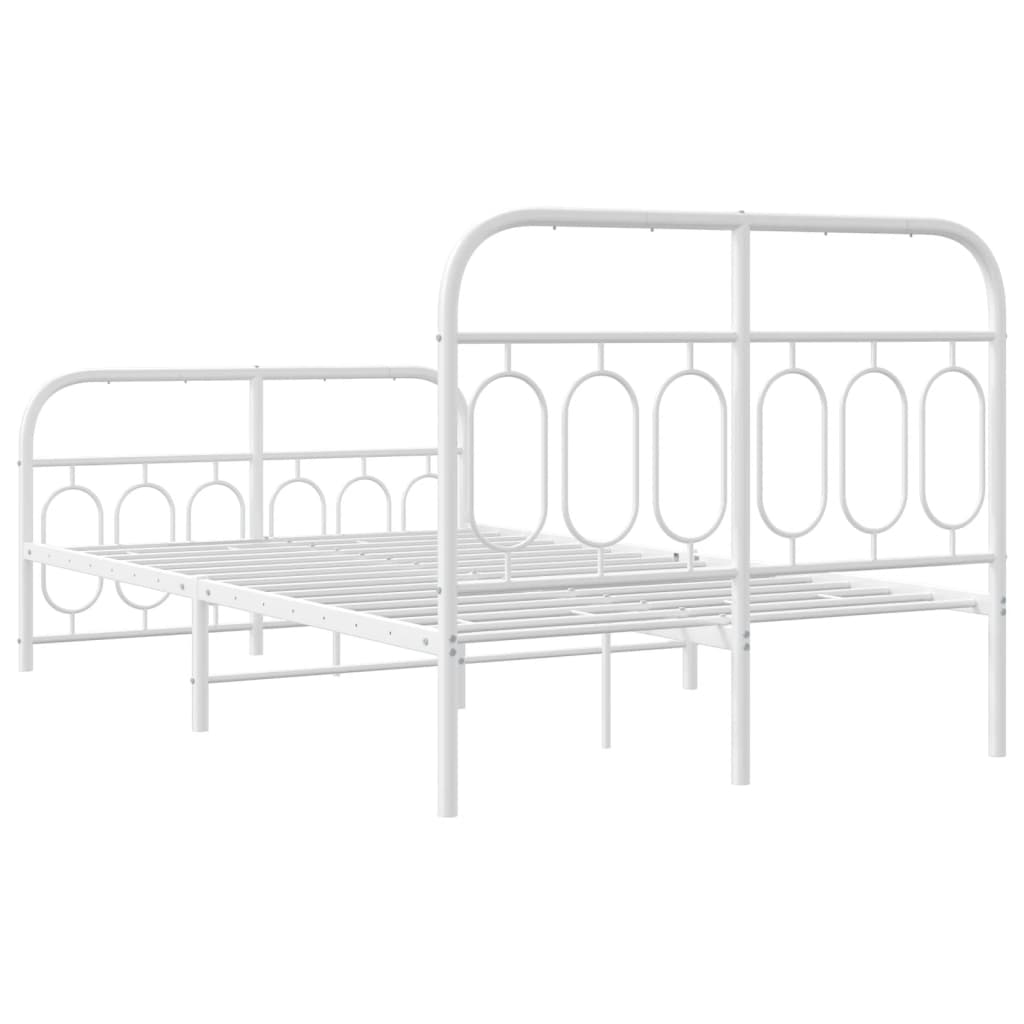 Sengeramme i metall med hode- og fotgavl hvit 120x200 cm