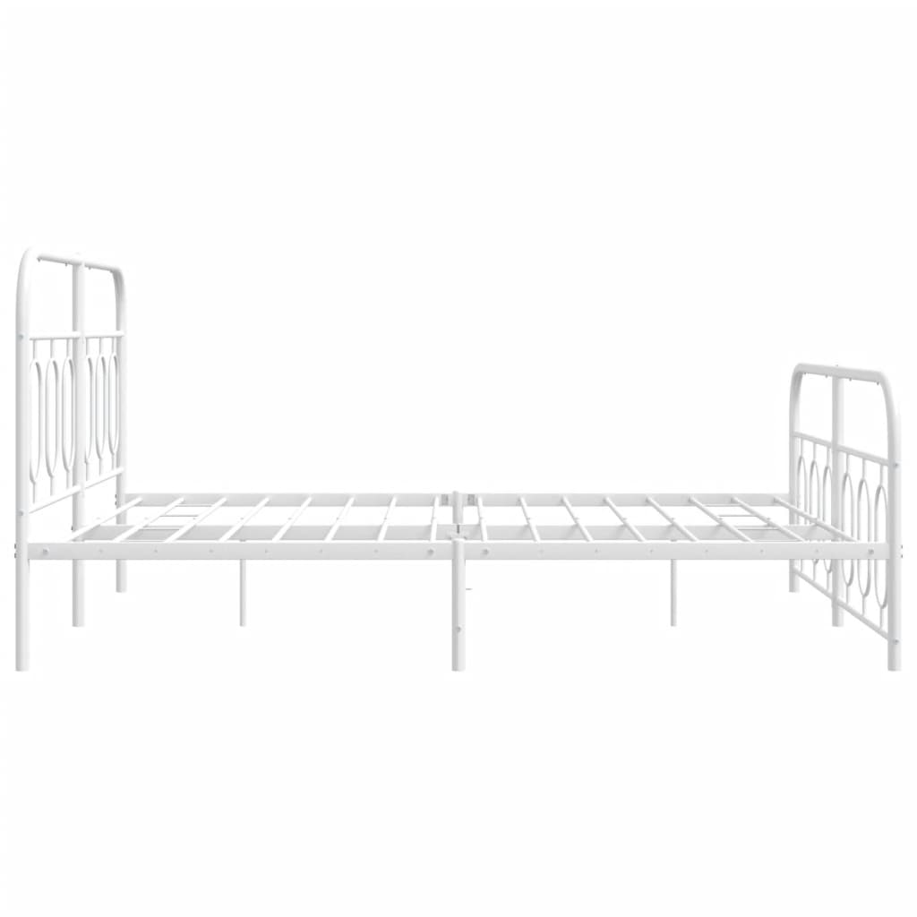 Sengeramme i metall med hode- og fotgavl hvit 135x190 cm