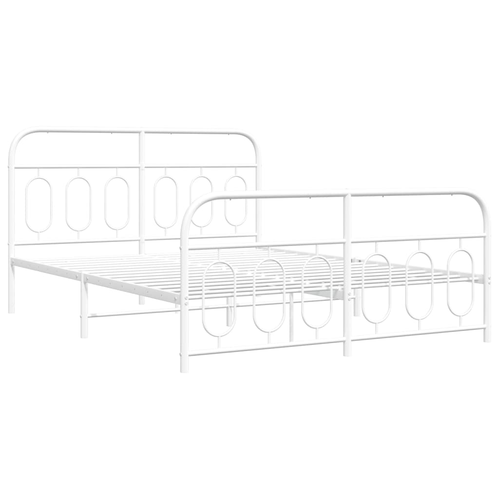 Sengeramme i metall med hode- og fotgavl hvit 150x200 cm