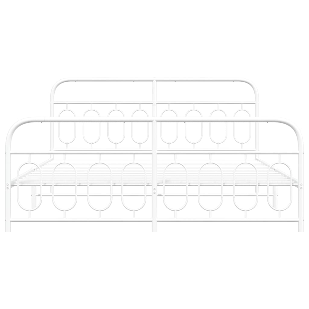 Sengeramme i metall med hode- og fotgavl hvit 180x200 cm