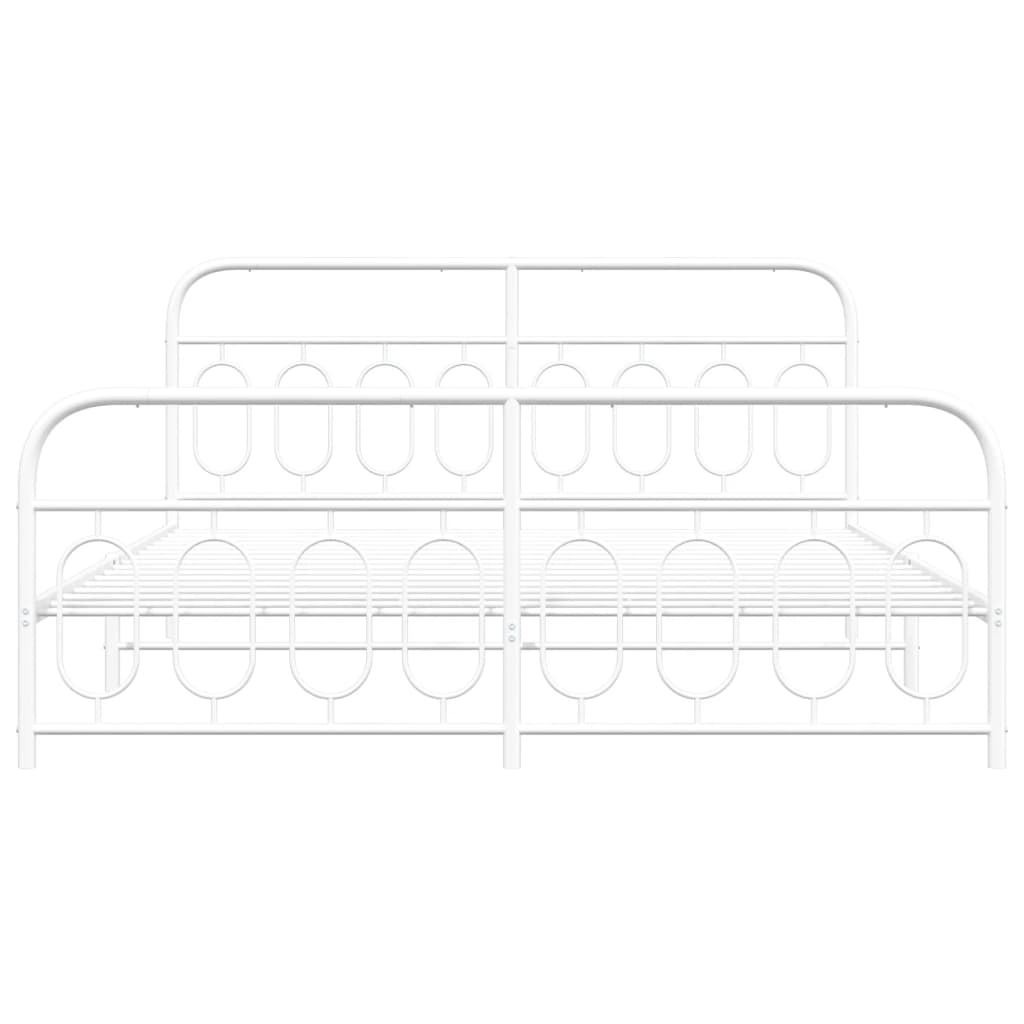Sengeramme i metall med hode- og fotgavl hvit 183x213 cm