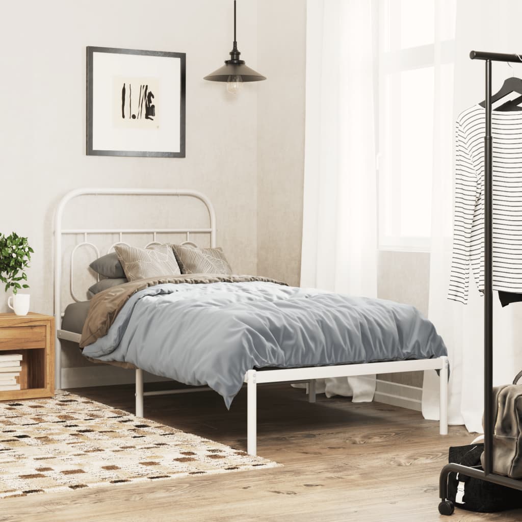 Utskiftbar sengegavl i metall hvit 90 cm