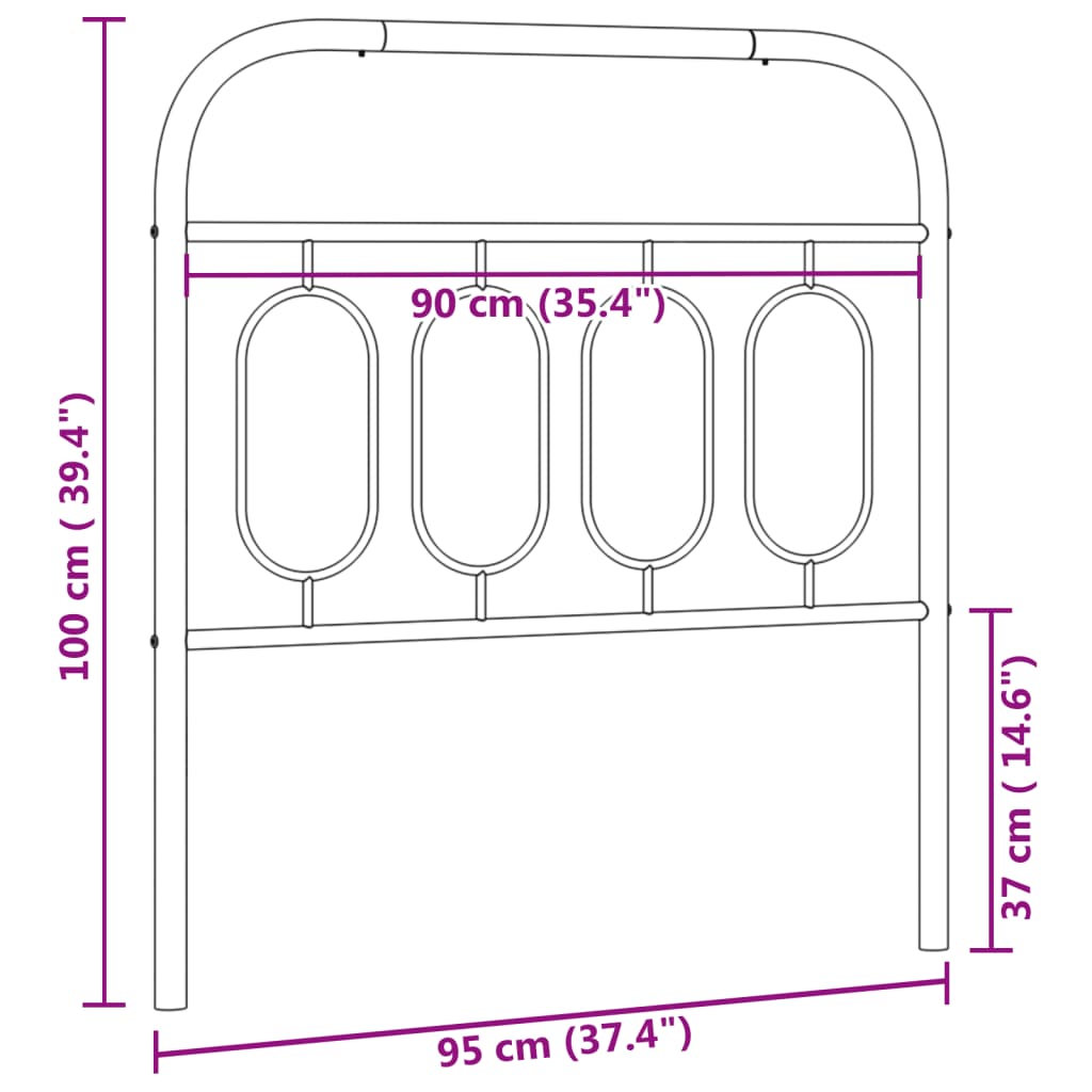Utskiftbar sengegavl i metall hvit 90 cm