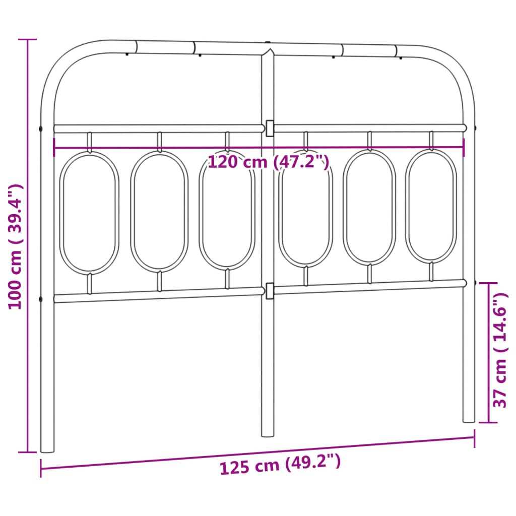 Utskiftbar sengegavl i metall hvit 120 cm