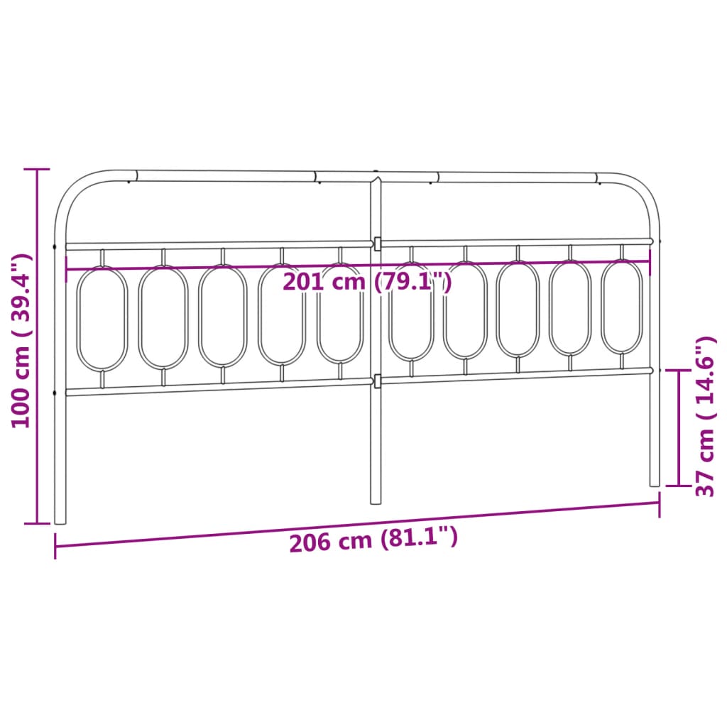 Utskiftbar sengegavl i metall hvit 200 cm