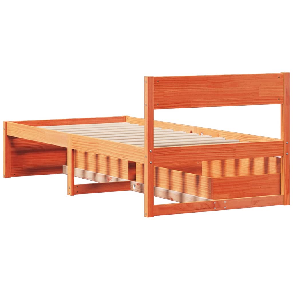 Sengeramme uten madrass voksbrun 90x190 cm heltre furu