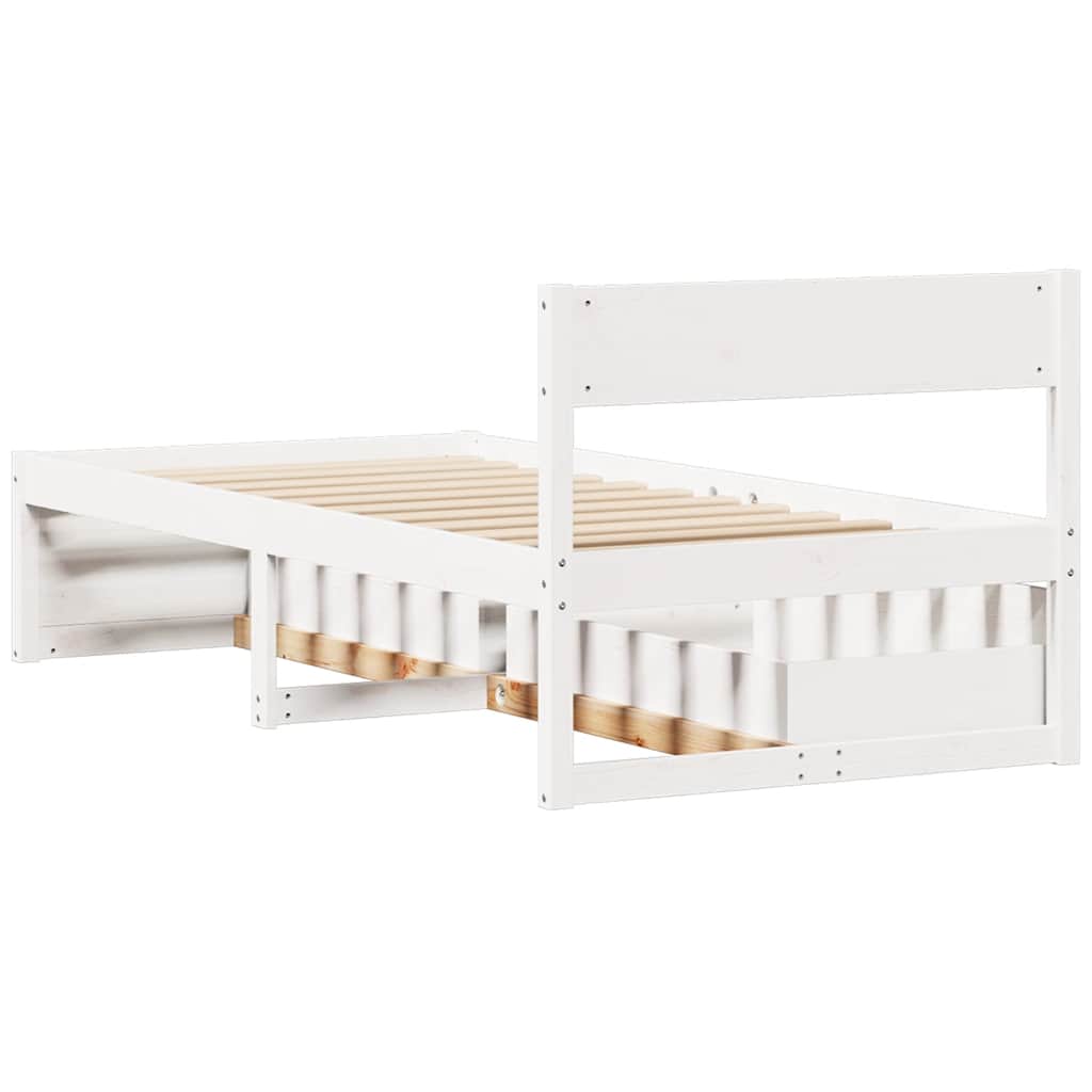 Sengeramme uten madrass hvit 75x190 cm heltre furu
