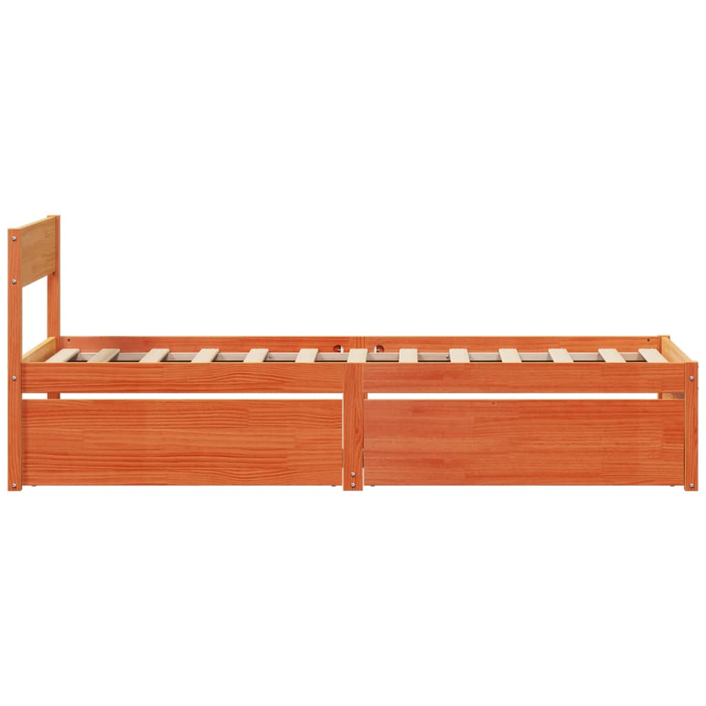 Sengeramme uten madrass voksbrun 75x190 cm heltre furu