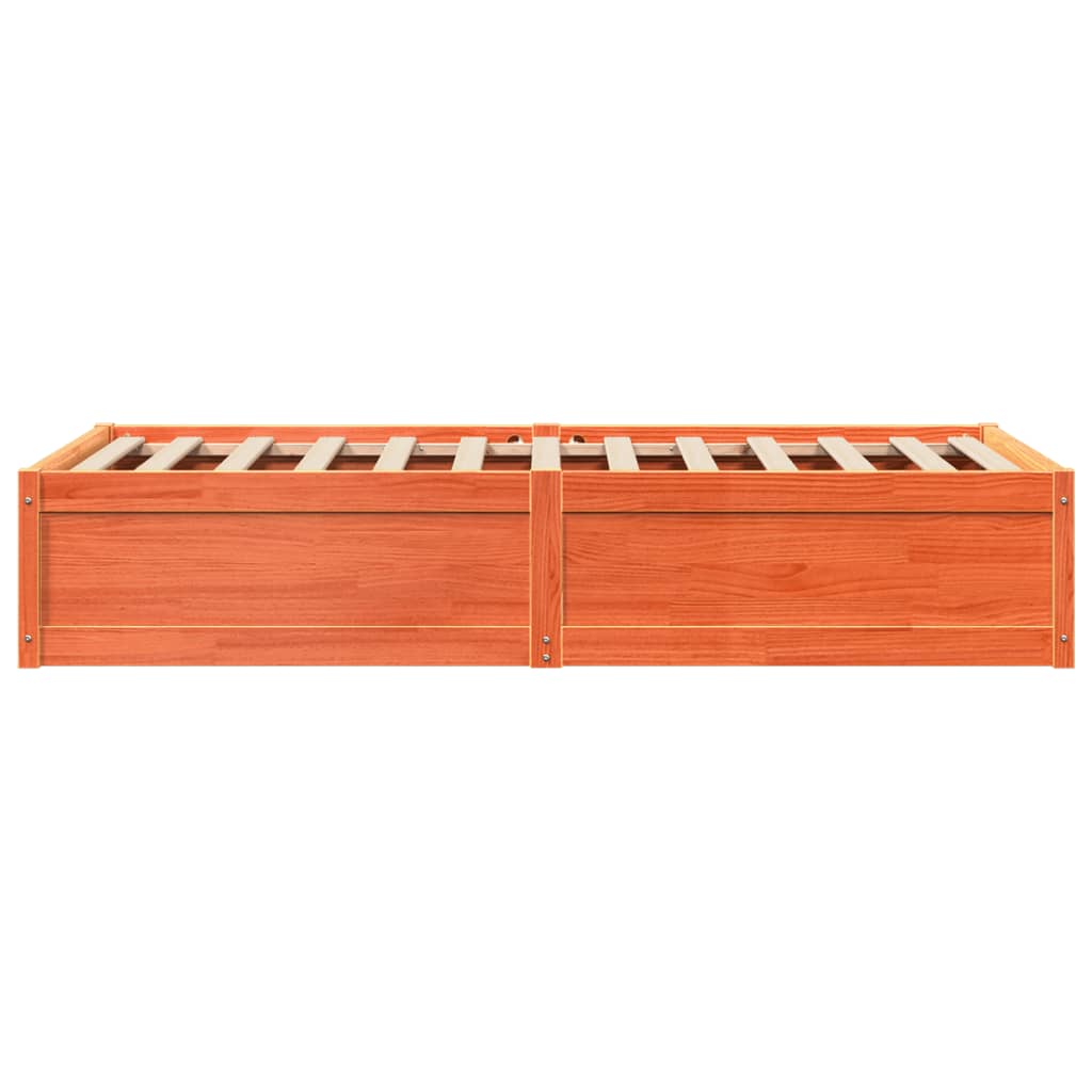 Sengeramme uten madrass voksbrun 75x190 cm heltre furu