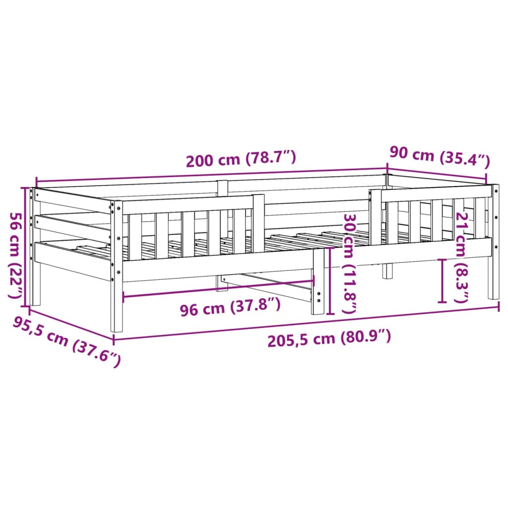 Sengeramme uten madrass 90x200 cm heltre furu