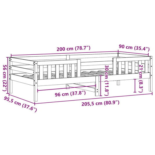 Sengeramme uten madrass 90x200 cm heltre furu