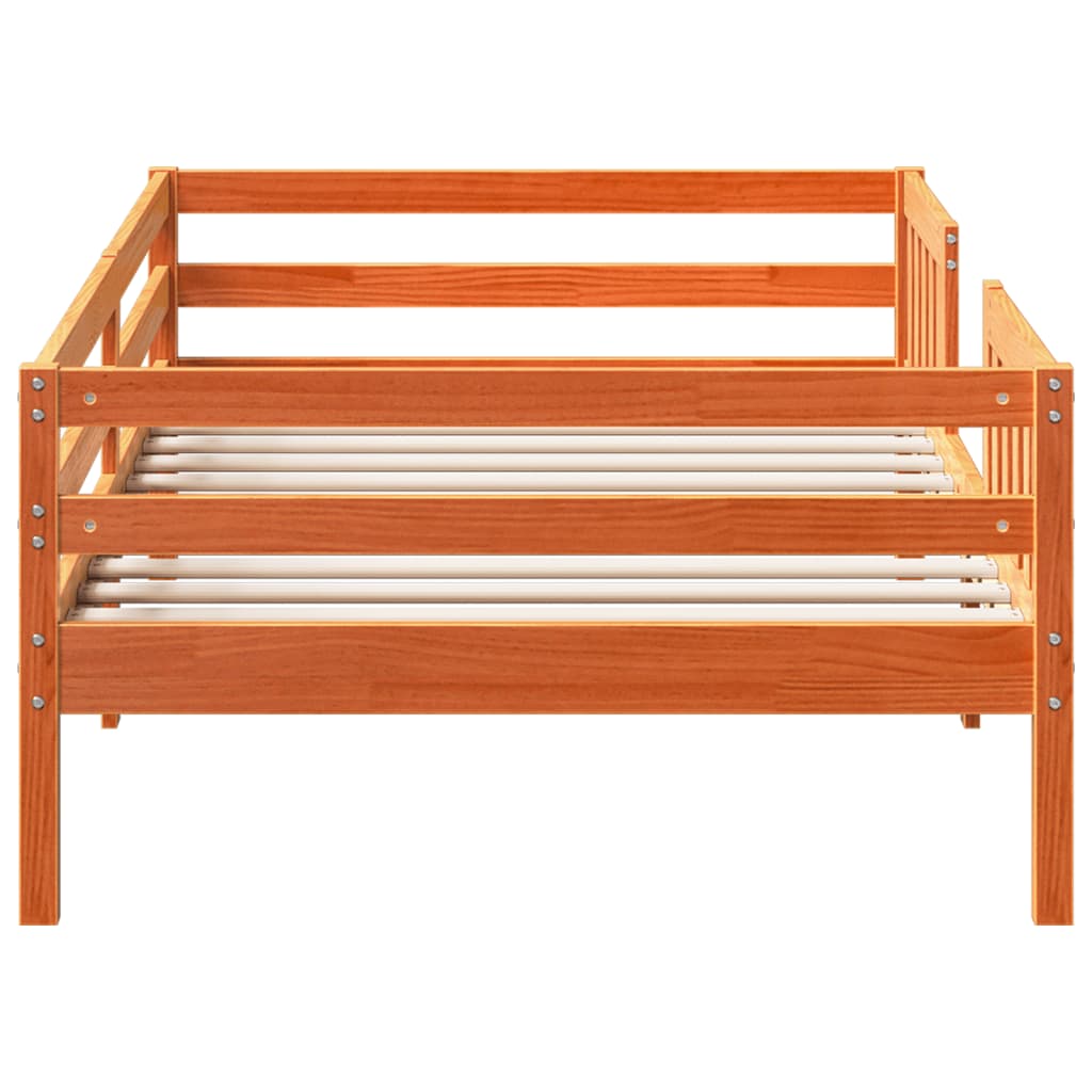 Sengeramme uten madrass voksbrun 90x200 cm heltre furu