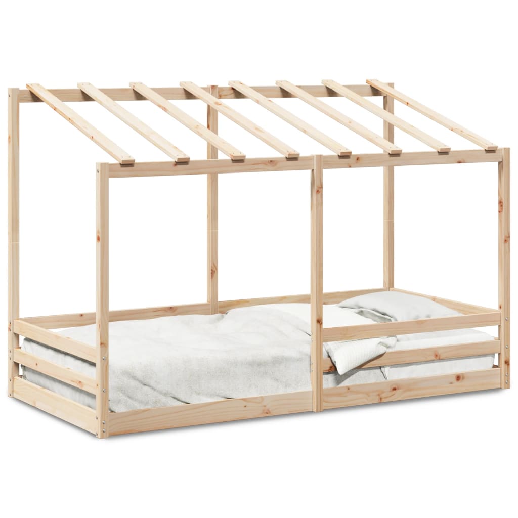 Barneseng med tak hvit 80x200 cm heltre furu