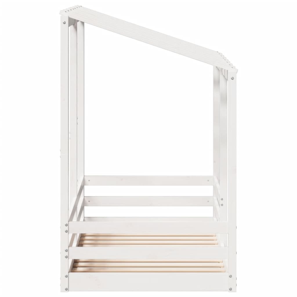 Barneseng med tak hvit 70x140 cm heltre furu