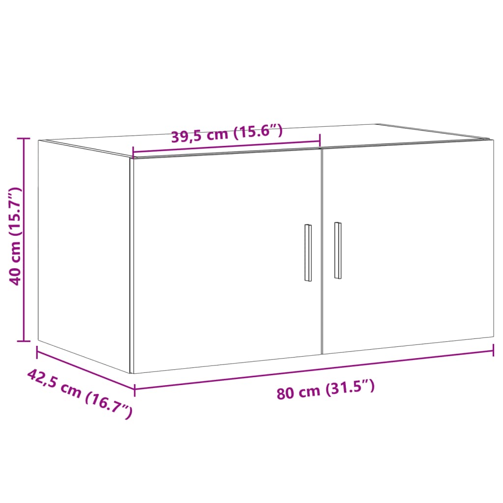 Veggskap hvit 80x42,5x40 cm konstruert tre vidaXL