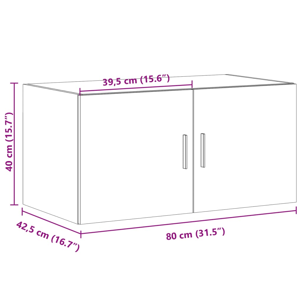 Veggskap sonoma eik 80x42,5x40 cm konstruert tre