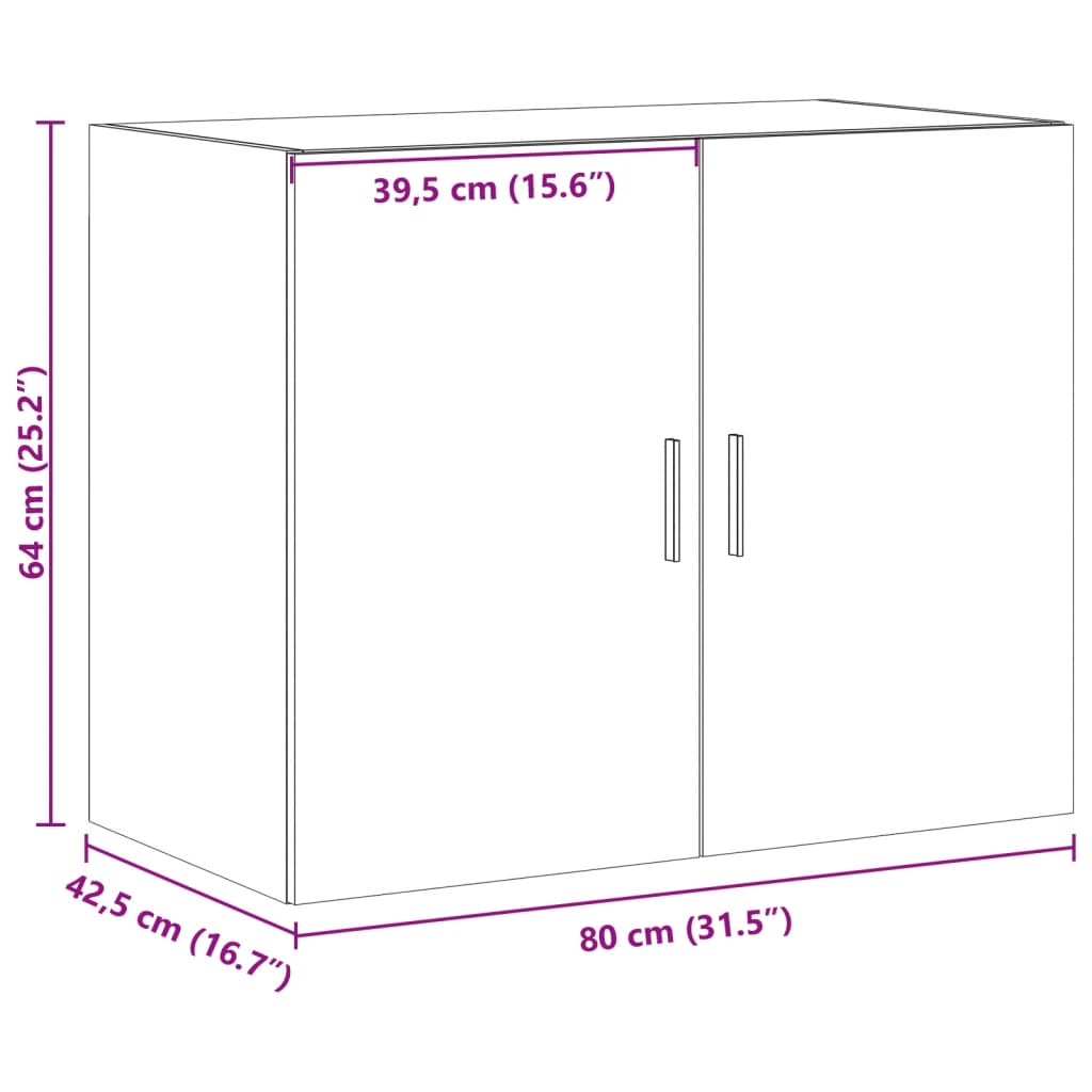 Veggskap hvit 80x42,5x64 cm konstruert tre