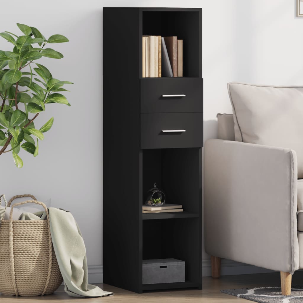 Hylle svart 30x42,5x124 cm konstruert tre