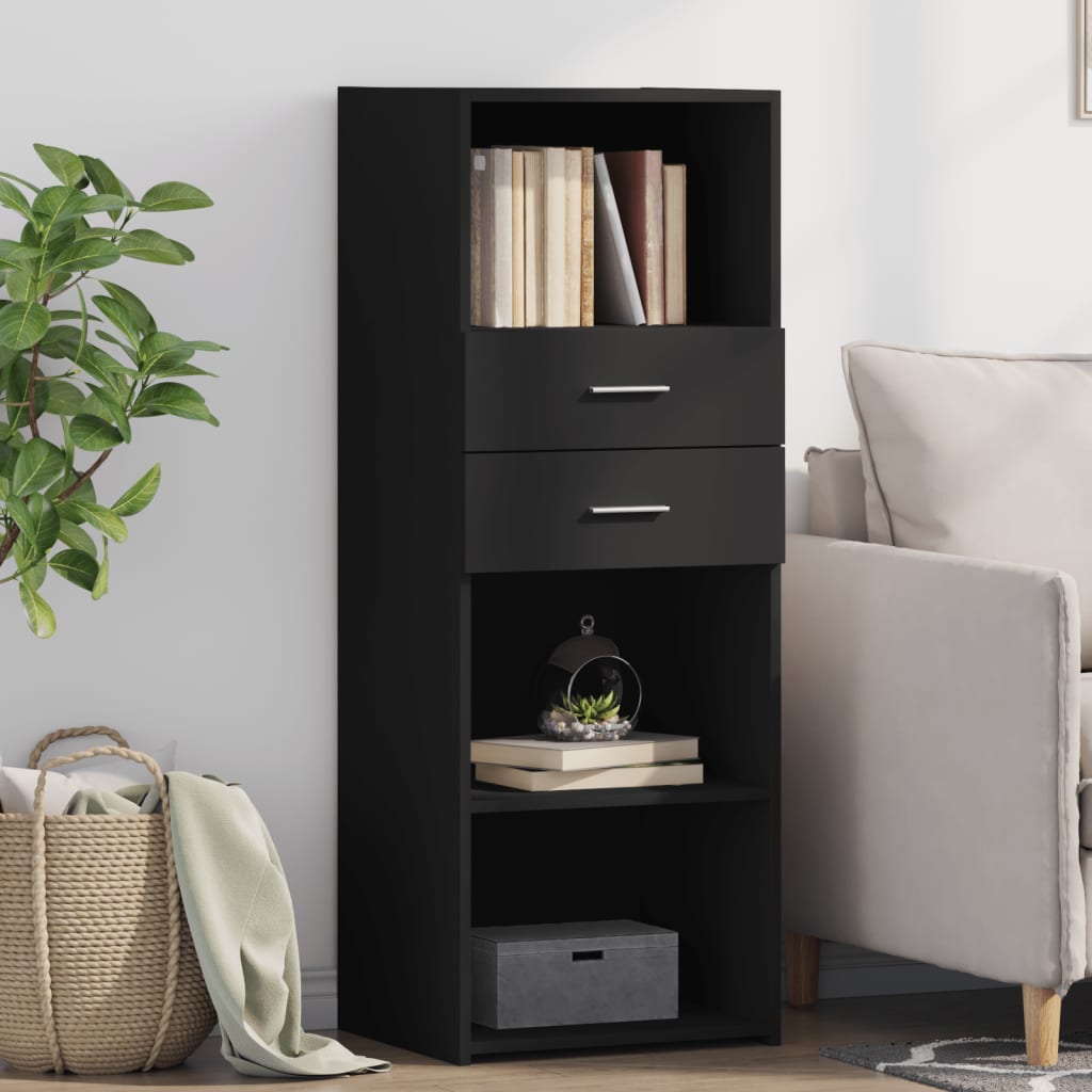 Hylle svart 45x42,5x124 cm konstruert tre