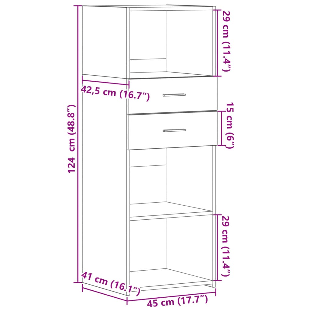 Hylle sonoma eik 45x42,5x124 cm konstruert tre