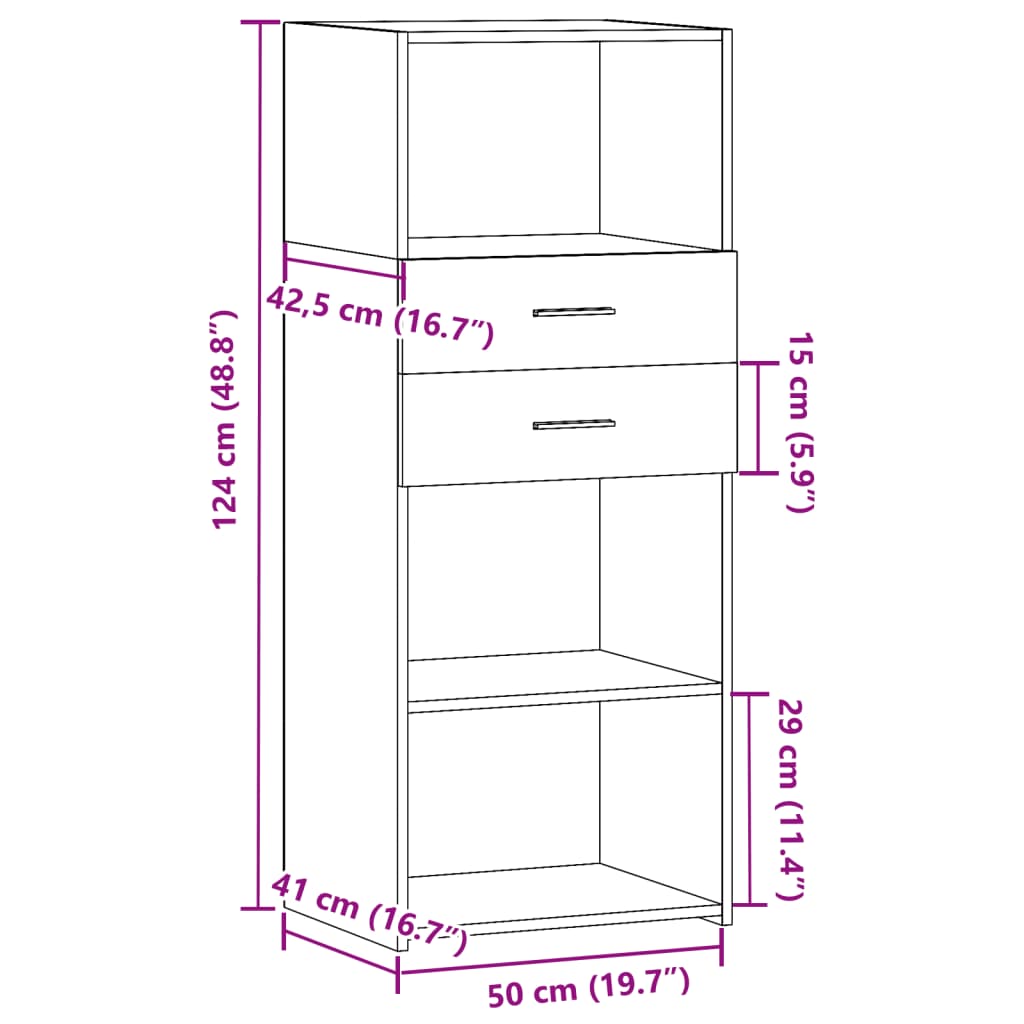 Hylle svart 50x42,5x124 cm konstruert tre