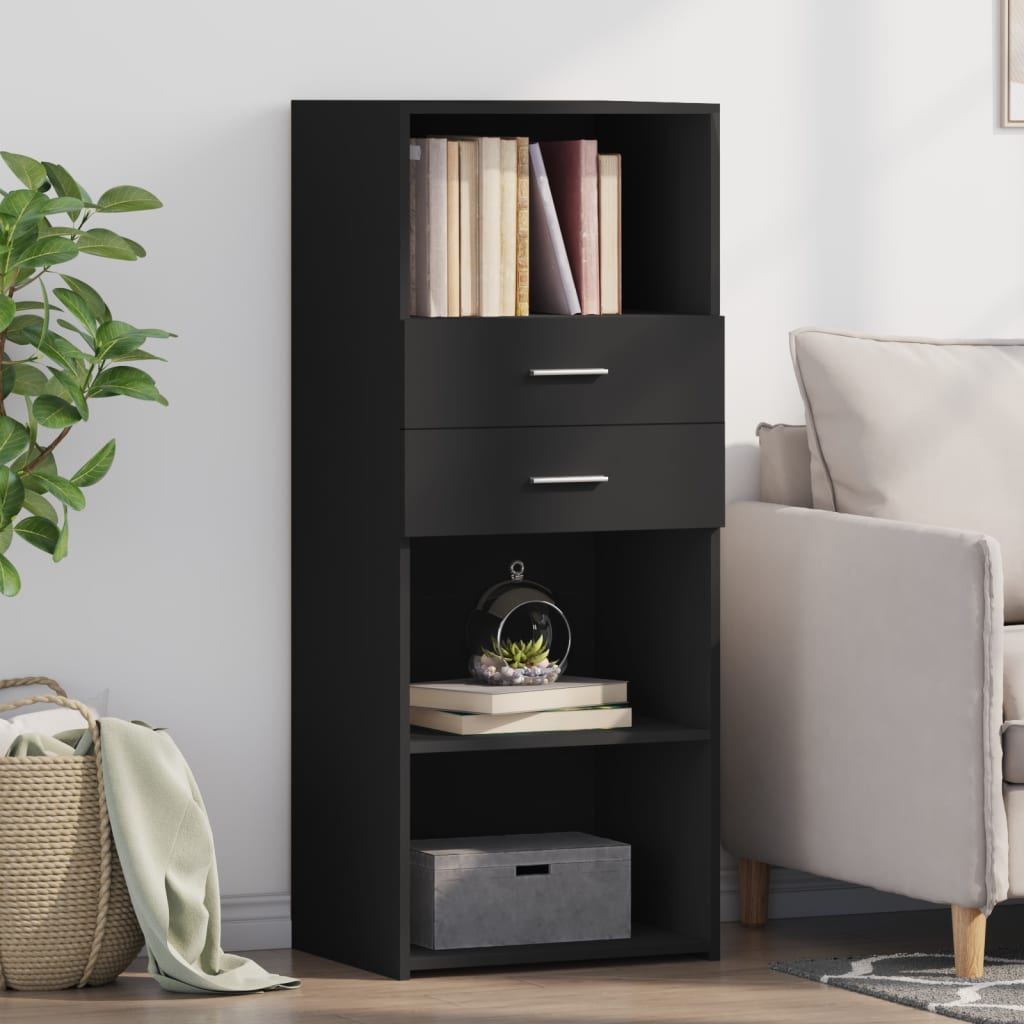 Hylle svart 50x42,5x124 cm konstruert tre