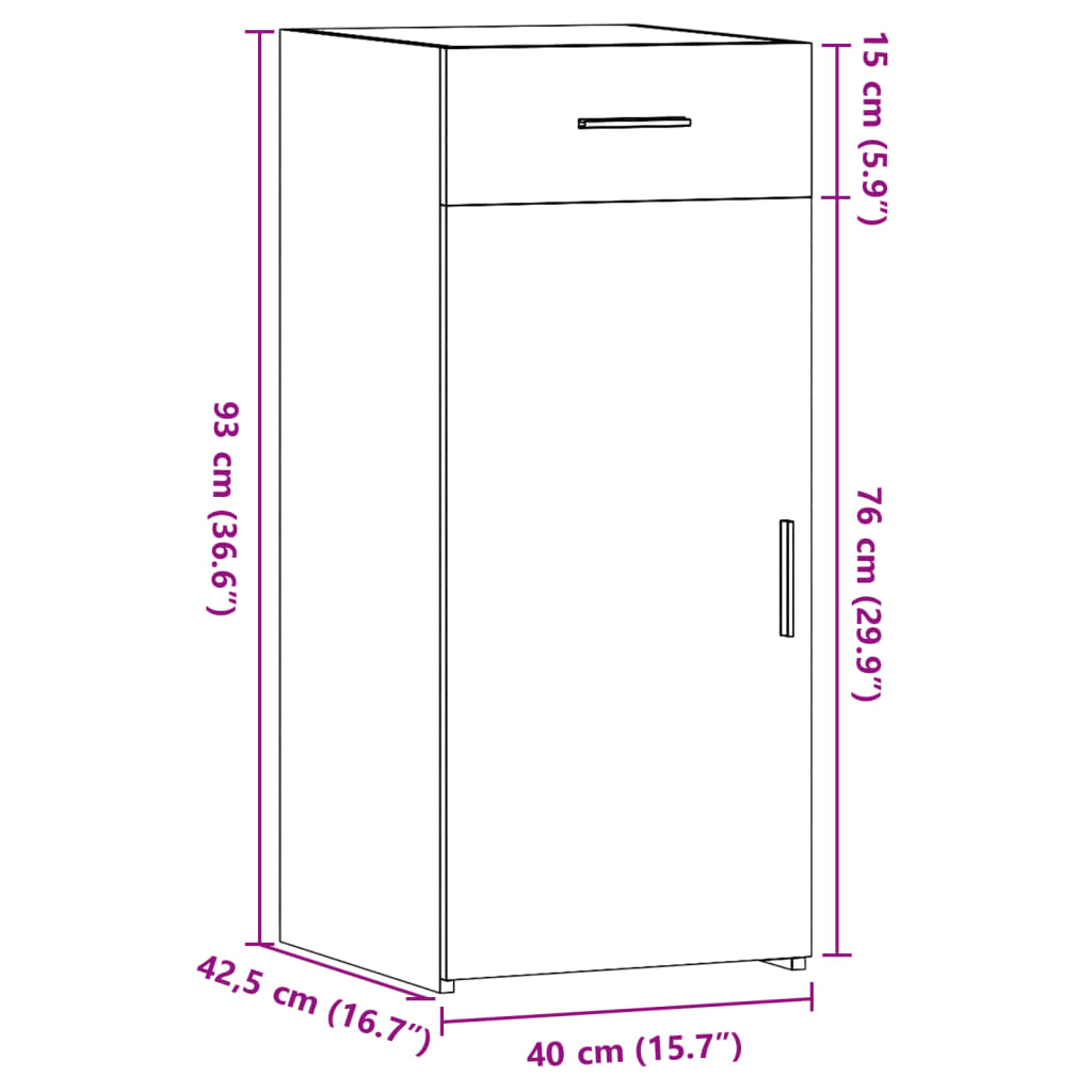 Skjenk betonggrå 40x42,5x93 cm konstruert tre vidaXL