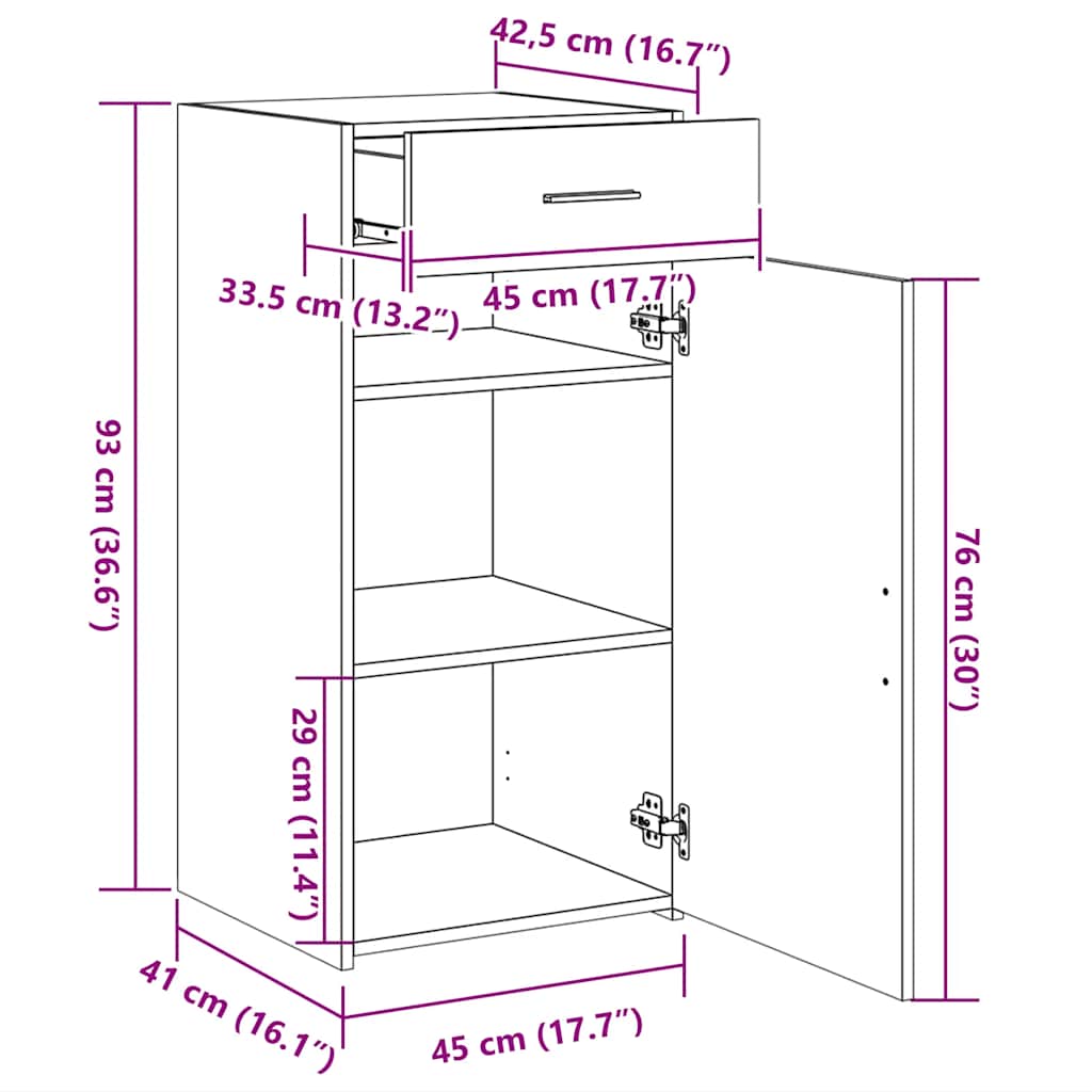 Skjenk sonoma eik 45x42,5x93 cm konstruert tre vidaXL