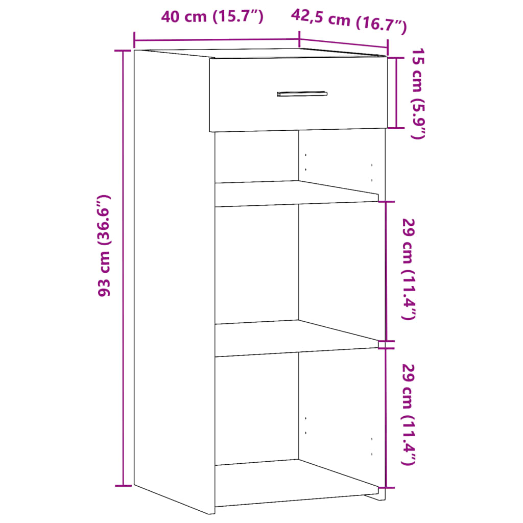 Skjenk svart 40x42,5x93 cm konstruert tre