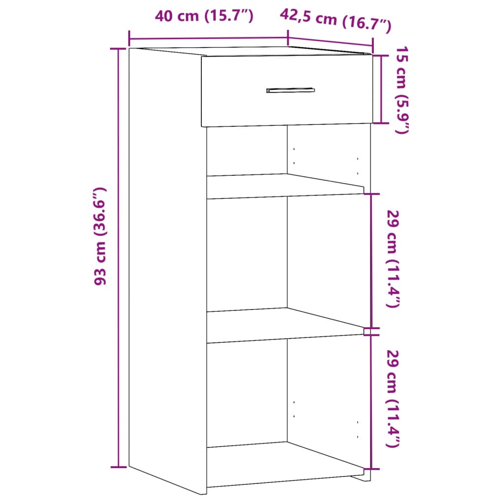 Skjenk røkt eik 40x42,5x93 cm konstruert tre