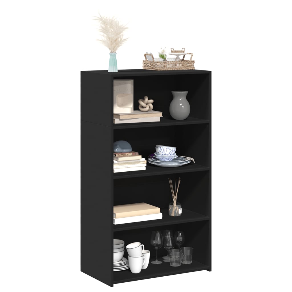 Hylle svart 70x41x124 cm konstruert tre