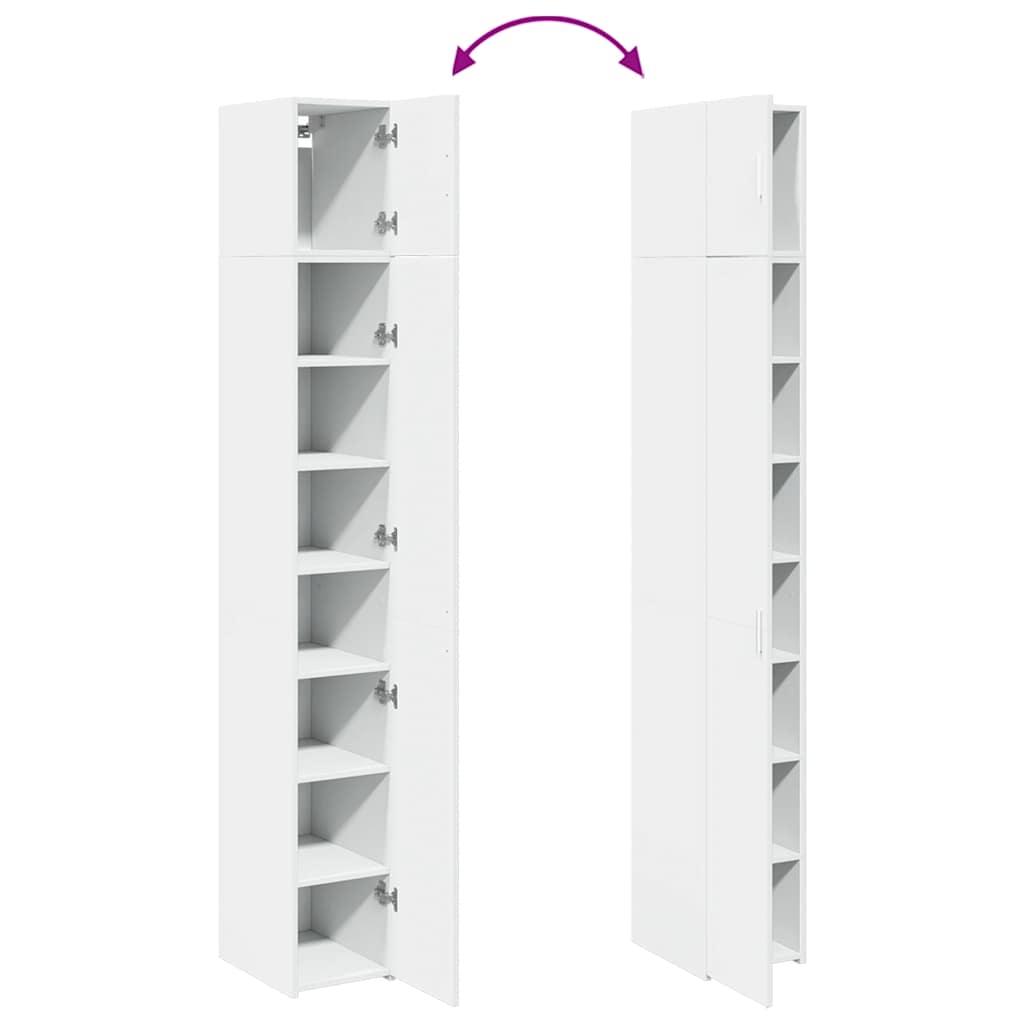 Smalt oppbevaringsskap hvit 30x42,5x225 cm konstruert tre vidaXL