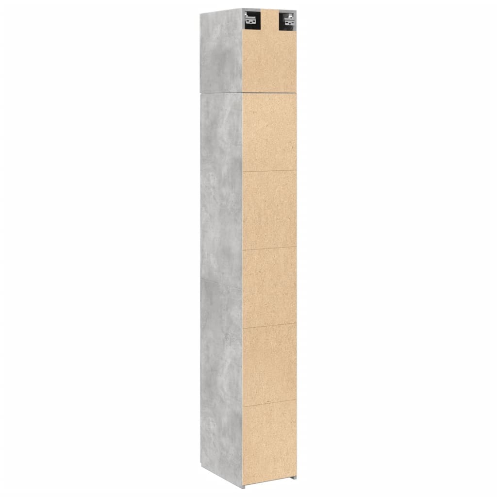 Smalt oppbevaringsskap betonggrå 30x42,5x225 cm konstruert tre