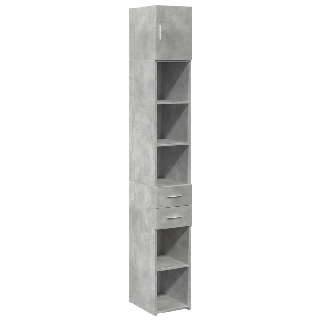 Smalt oppbevaringsskap betong grå 30x42,5x225 cm konstruert tre