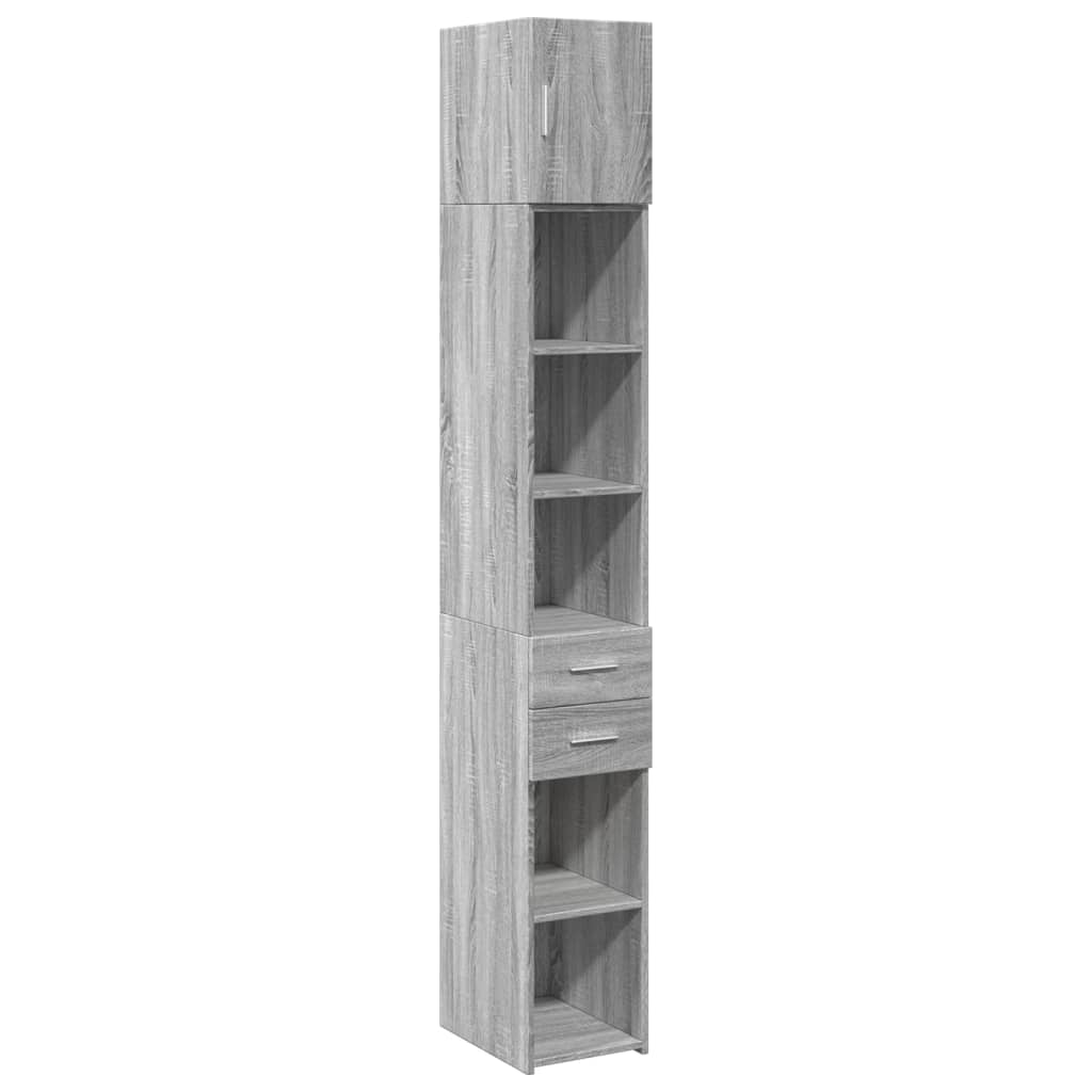 Smalt oppbevaringsskap grå sonoma 30x42,5x225 cm konstruert tre