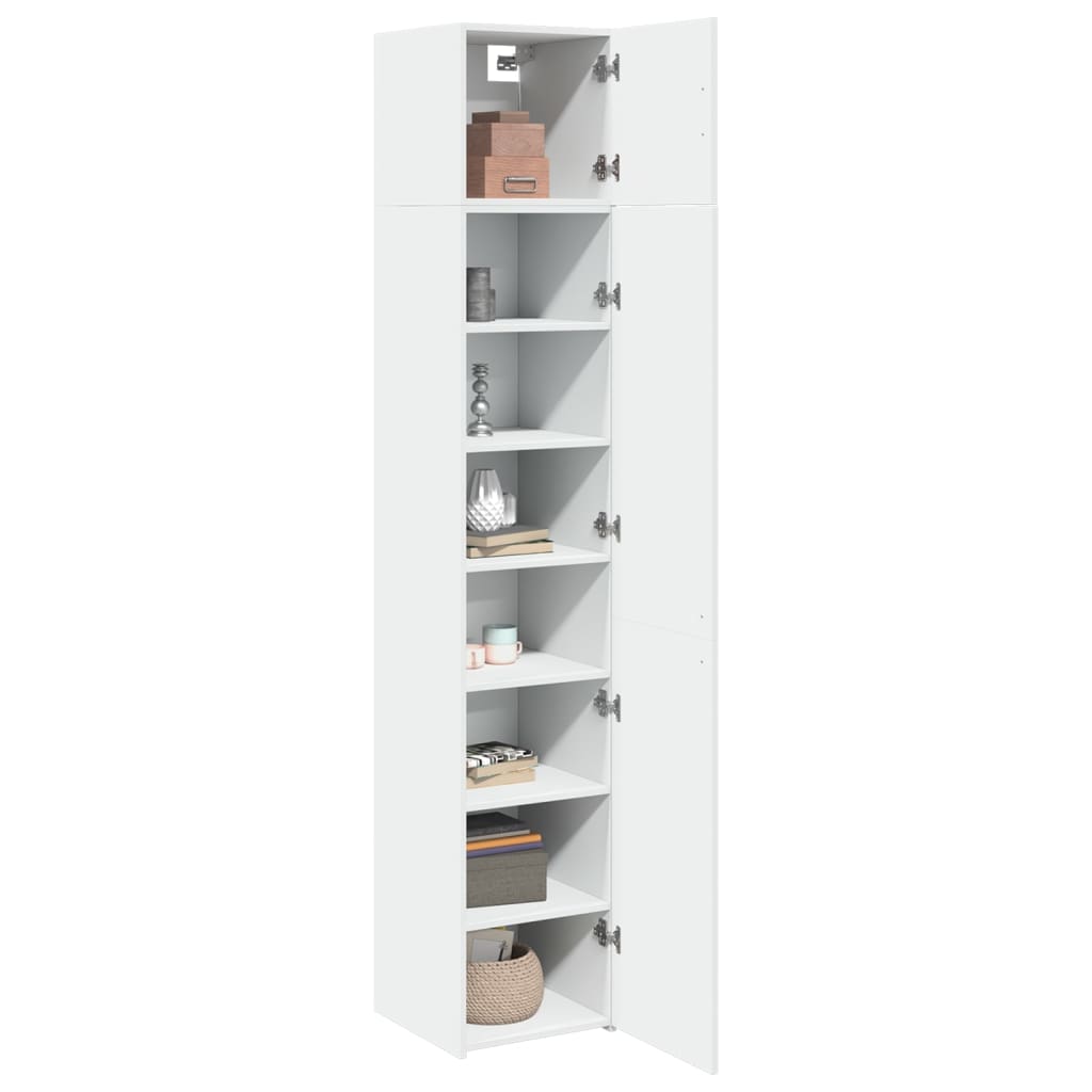 Smalt oppbevaringsskap hvit 40x42,5x225 cm konstruert tre vidaXL