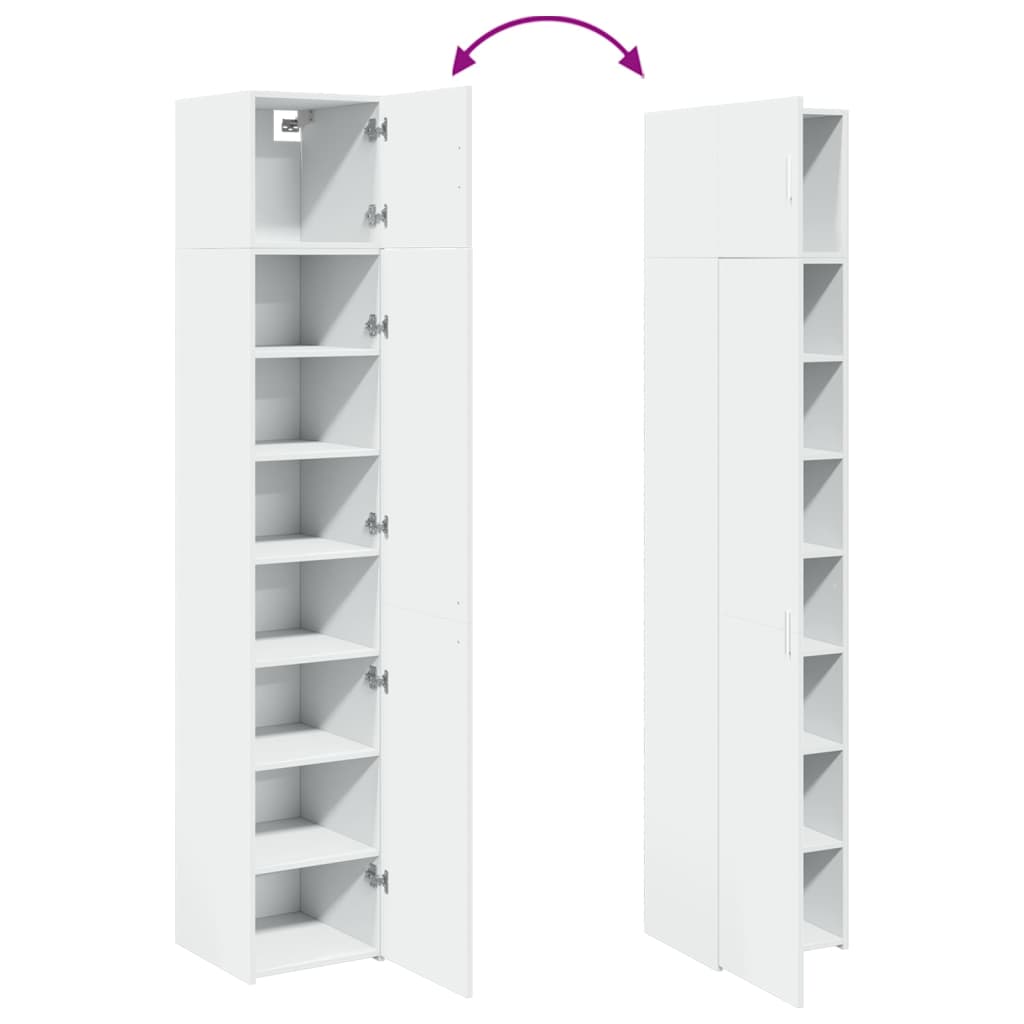Smalt oppbevaringsskap hvit 40x42,5x225 cm konstruert tre vidaXL