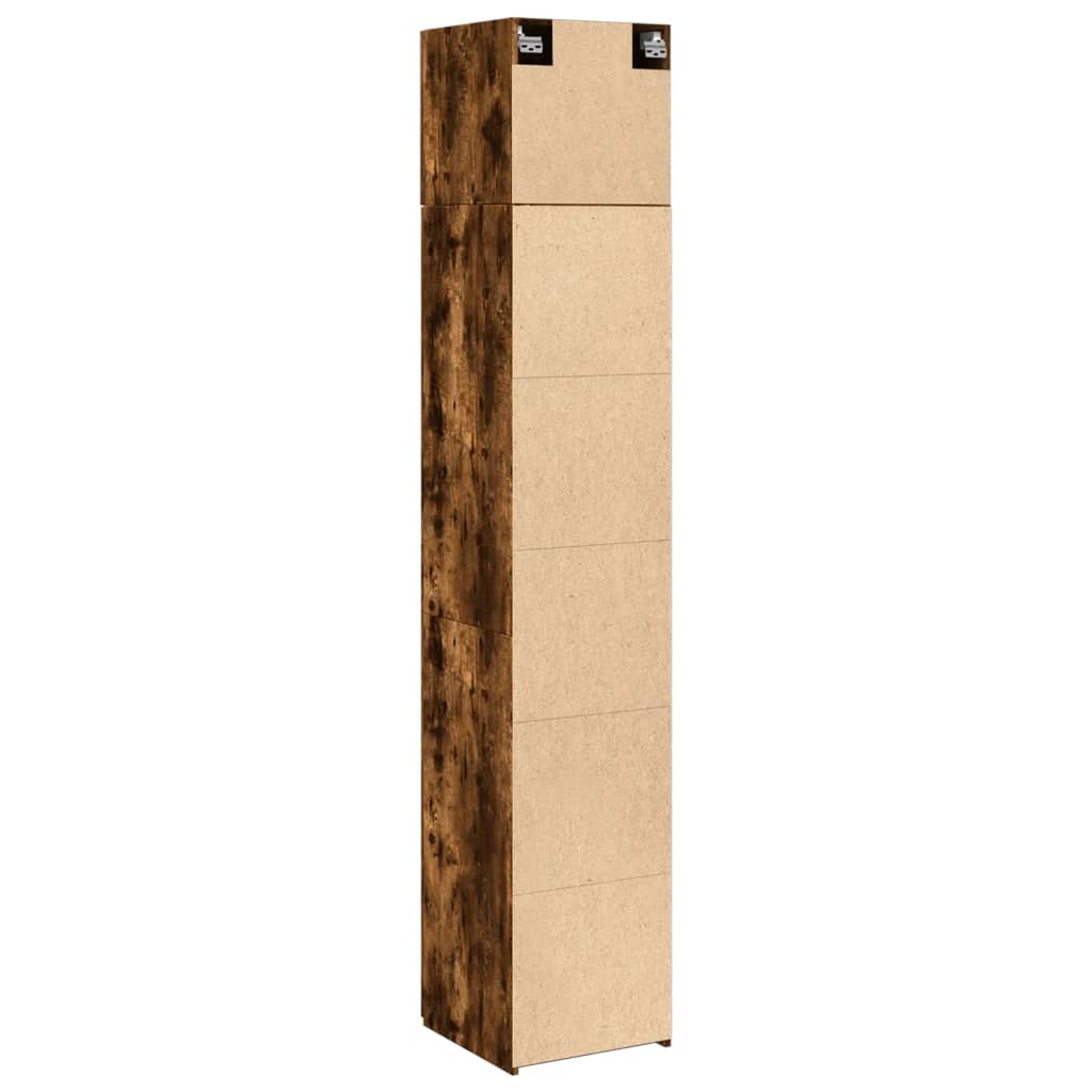 Smalt oppbevaringsskap røkt eik 40x42,5x225 cm konstruert tre