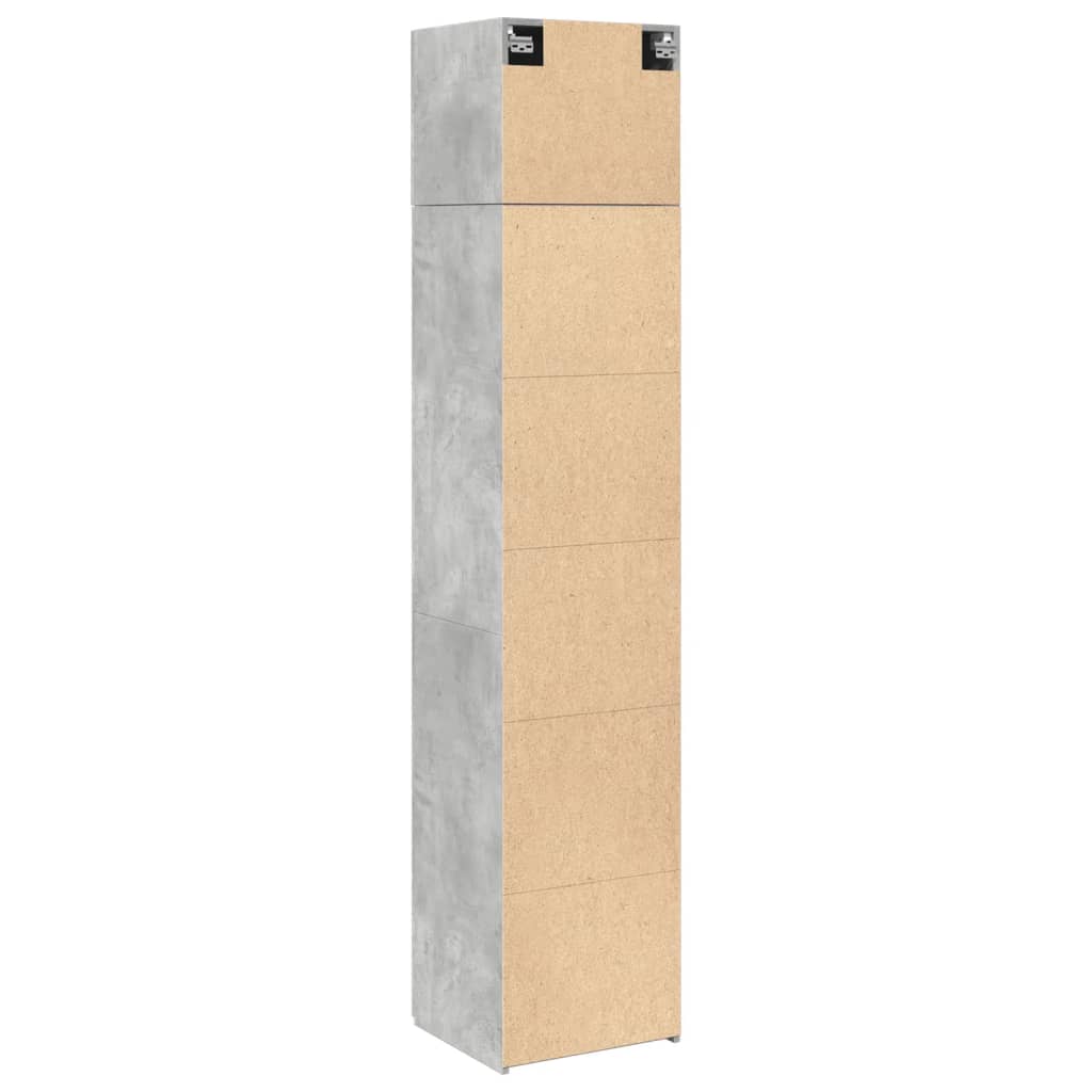 Smalt oppbevaringsskap betonggrå 45x42,5x225 cm konstruert tre vidaXL