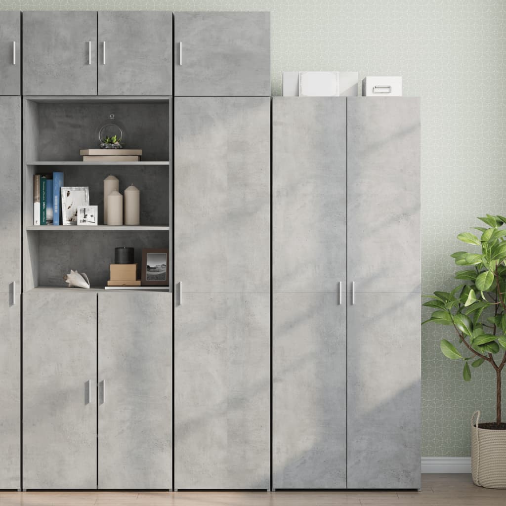 Smalt oppbevaringsskap betonggrå 45x42,5x225 cm konstruert tre vidaXL