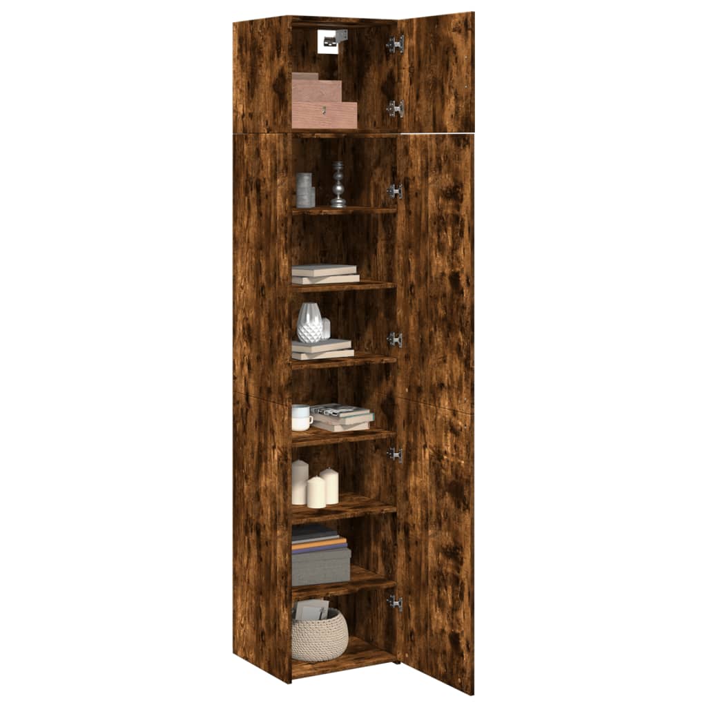 Smalt oppbevaringsskap røkt eik 45x42,5x225 cm konstruert tre vidaXL